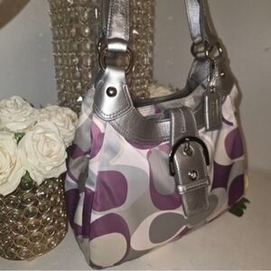 Coach Silver and Purple Shoulder Bag